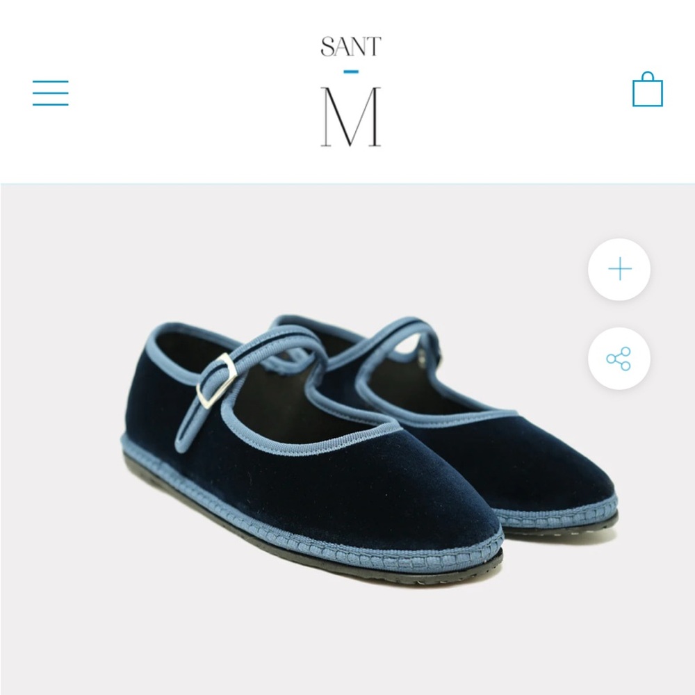 Navy Blue Velvet Mary Jane Venetian Flats